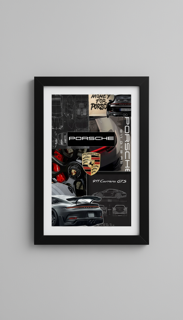 Porshe 911 Modern Framed Poster – Luxury Automotive Wall Art