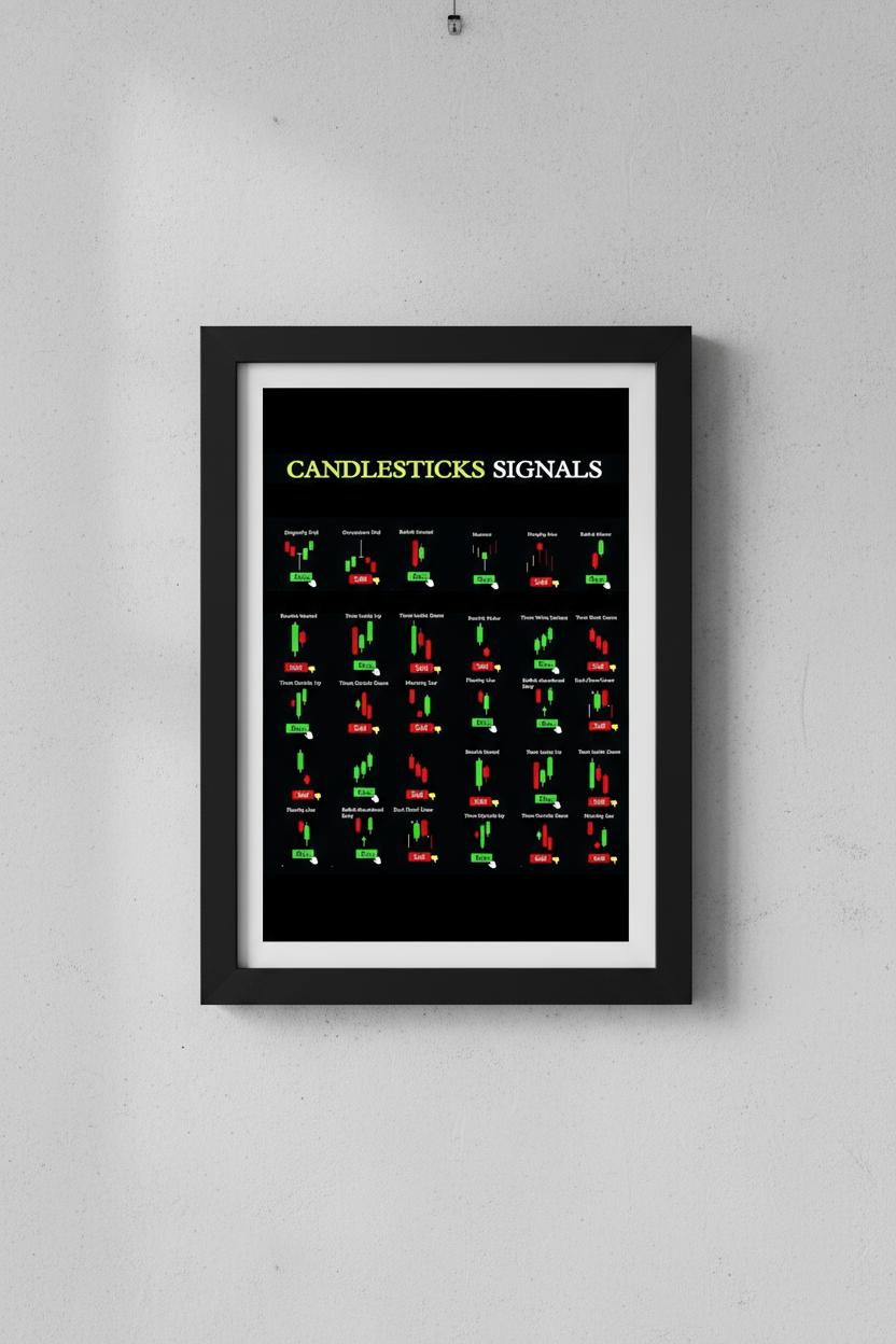 Candlestick Signals; Trading Art Framed Poster